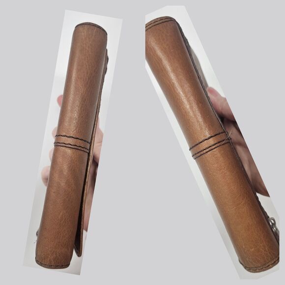 Fossil Vintage Maddox Marlow Leather Flap Clutch Wallet Chestnut Brown Trifold - Picture 11 of 14